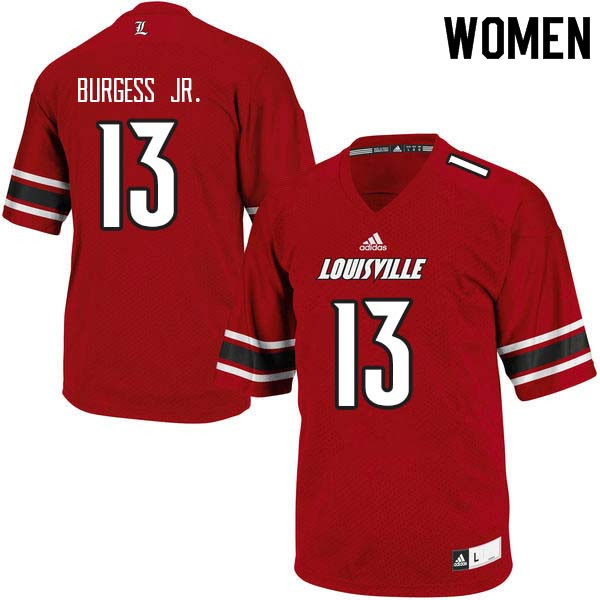 Women Louisville Cardinals #13 James Burgess Jr. College Football Jerseys Sale-Red - Click Image to Close